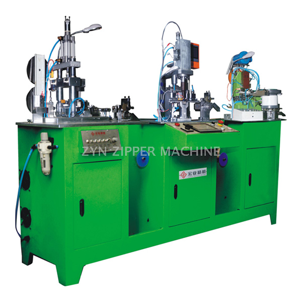 HY-881J 全自動金屬拉鏈三段工序連體機（貼膠、沖孔、插管/插座）